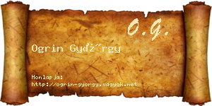 Ogrin György névjegykártya